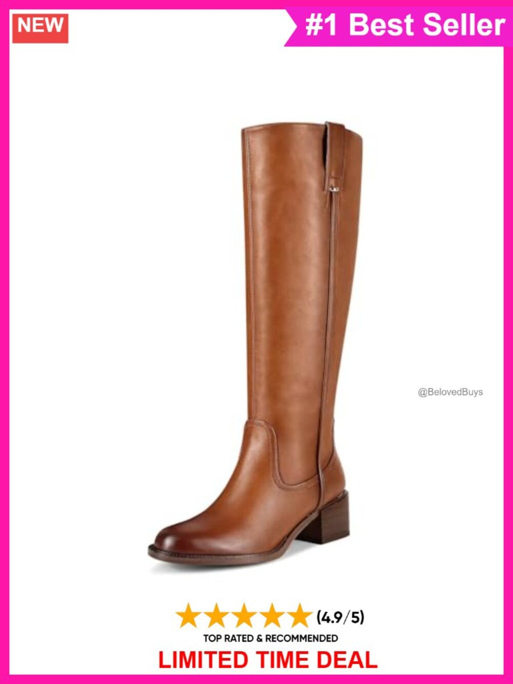 Women's Knee High Boots Chunky Heel Tall Riding Faux Leather
